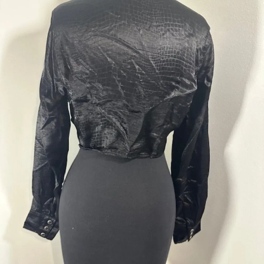 Vintage Guess Black Alligator look Button Up Shirt 8336 - Picture 6 of 11